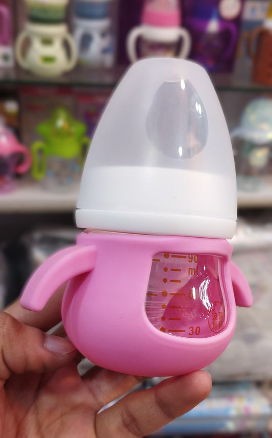 Baby Glass Feeder with Silicone Case – 90ml (3 oz)
