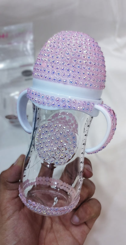 Baby Fancy Glass Feeder – 240ml (8 oz)-Pink
