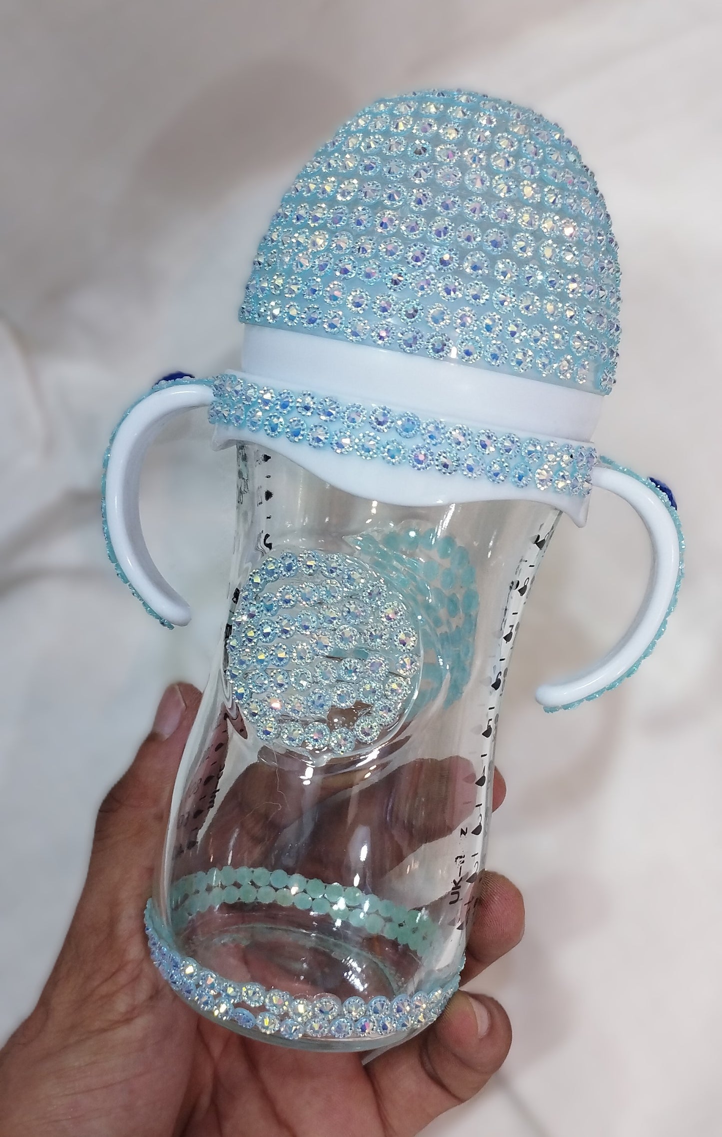 Baby Fancy Glass Feeder – 240ml (8 oz)-Blue
