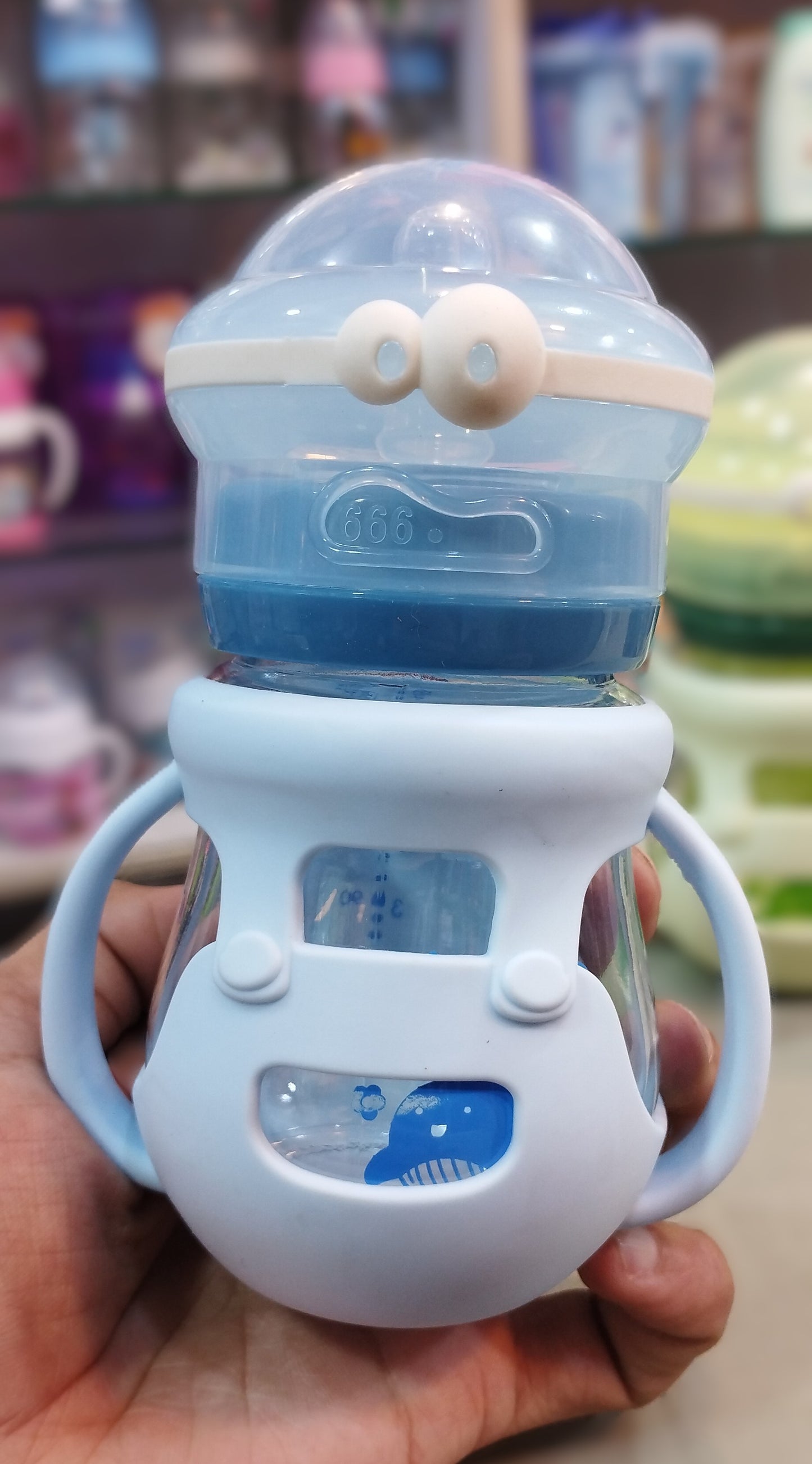 Baby Glass Feeder with Silicone Case – 240ml (8 oz)