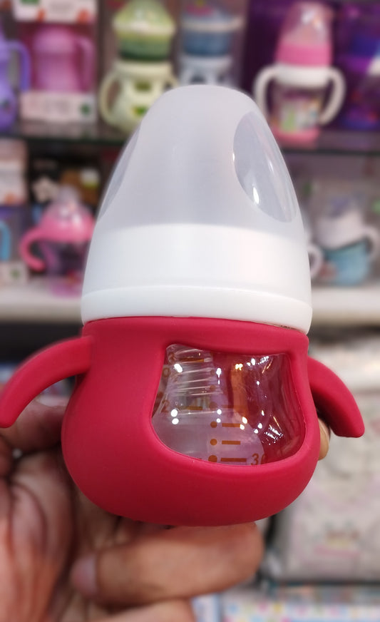 Baby Glass Feeder with Silicone Case – 90ml (3 oz)